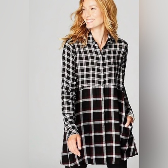 J. Jill Tops - J. Jill Black and White Checkered Shirt